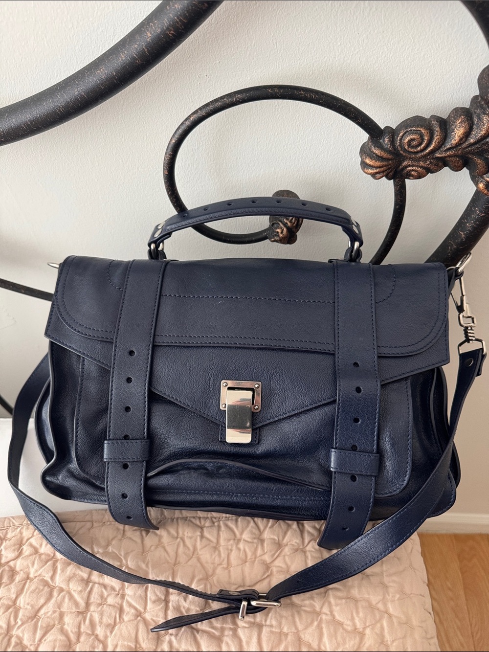 Proenza Schouler PS1 Medium Navy Leather Satchel Bag